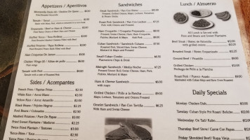 Havana Cuban Cafe menu