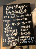 Low Key Burrito menu