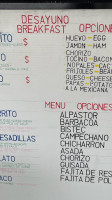Taqueria El Sazon De Mamá menu