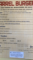 Barrel Burgers menu