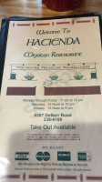 Hacienda Mexican Restaurant menu