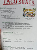 Taco Shack menu