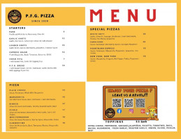 Pfg Pizza menu