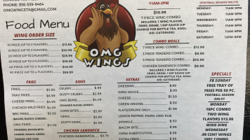 Omg Wings menu