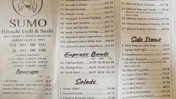 Sumo Sushi menu