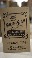 Boston General Store menu