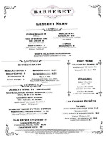 Bistro Barberet Bakery menu