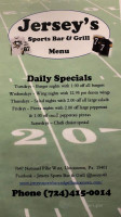 Jerseys Sports And Grill menu