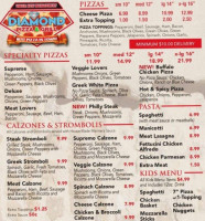 Diamond Pizza And Grill menu