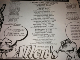 Allen's Clam menu