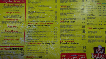 Bulies Cafe menu