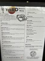 The Yard menu