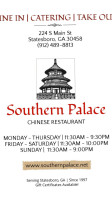 Southern Palace menu