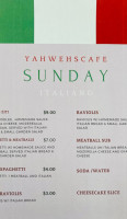 Yahwehs Cafe menu