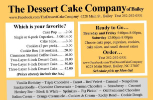 The Dessert Cake Company Of Bailey menu