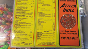 Azteca Grill menu