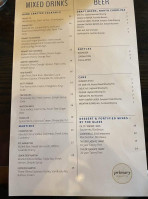 Primary Restaurant Bar menu