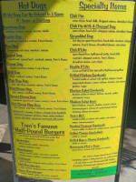 Tom's Hot Dogs menu