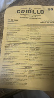 El Criollo menu