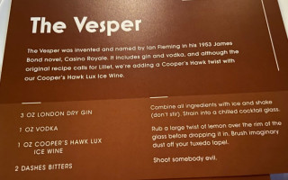 Cooper's Hawk Winery Morton Grove menu