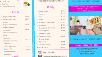 Dreamy Frozen Yogurt More menu