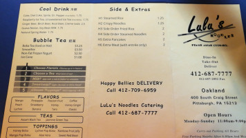 Lulu's Noodles menu