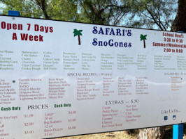 Safari's Snocone menu