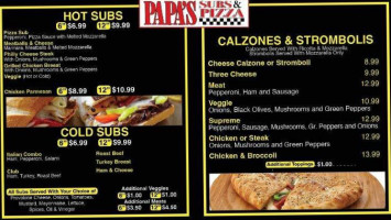 Papa's Subs Pizza menu
