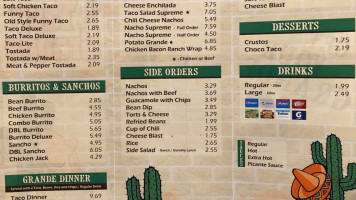 Taco Grande menu