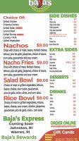 Baja's menu