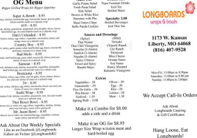 Longboards Wraps Bowls menu