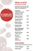 Kabuki Japanese Seafood Steakhouse menu