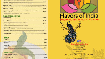 Flavors Of India menu