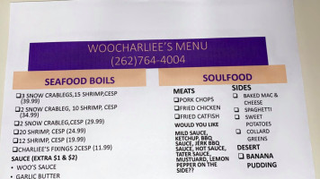 Woo Charliees Place menu