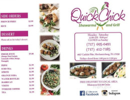 Quickchick Shawarma And Grill menu