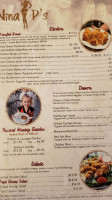 Nina-p's Cafe menu