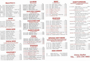 China Buffet menu