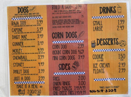 The Hotdog Hut menu