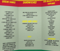 Hot Dawg Queen menu