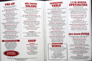 Recovery Room Sports Pub Grill menu