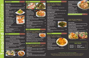Tamarind Thai Cuisine menu