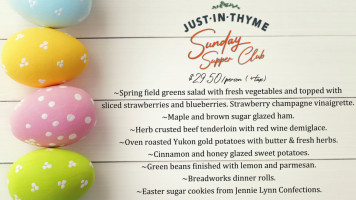 Just In Thyme Catering menu