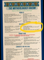 Motherloaded Tavern menu