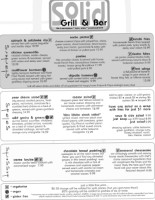Solid Grill Bar Restaurant menu