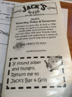 Jack's Grill menu