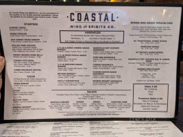 Coastal Wing Spirits menu