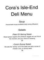 Coras Isle-end Deli menu