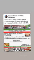 Adelio's menu