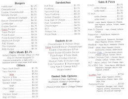 Rasor's Drive In menu