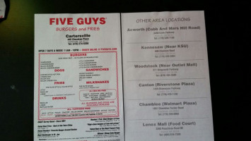 Five Guys menu